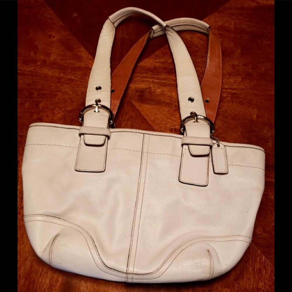 White Leather Coach Bag